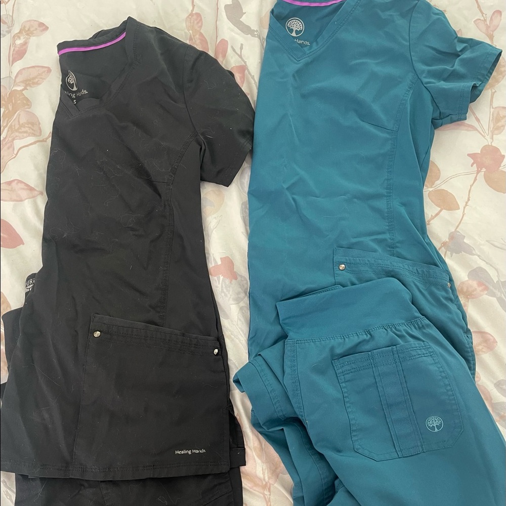 Healing hands scrubs. 2 pair. Both size small